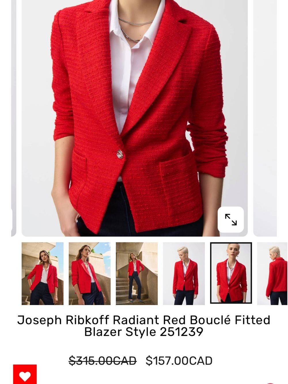 Joseph Ribkoff Radiant Red Boucle Blazer Jacket